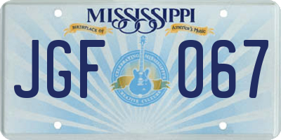 MS license plate JGF067