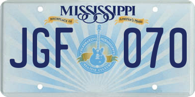 MS license plate JGF070