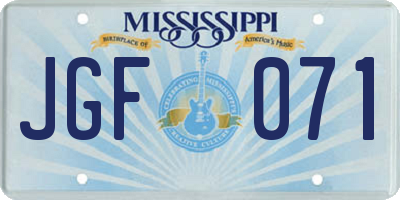 MS license plate JGF071