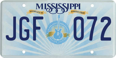 MS license plate JGF072