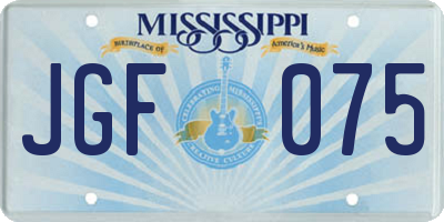 MS license plate JGF075