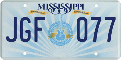 MS license plate JGF077