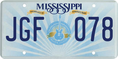 MS license plate JGF078