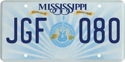 MS license plate JGF080