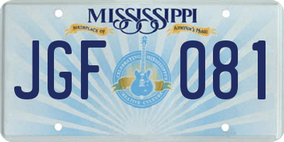 MS license plate JGF081