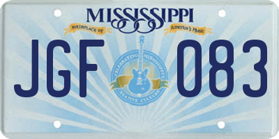MS license plate JGF083