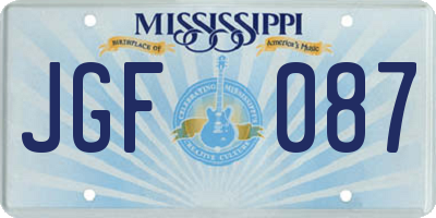 MS license plate JGF087