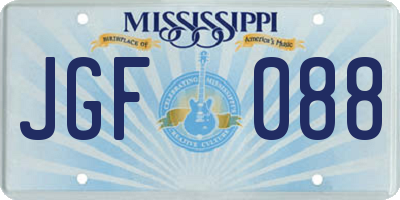 MS license plate JGF088