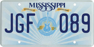 MS license plate JGF089
