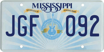 MS license plate JGF092