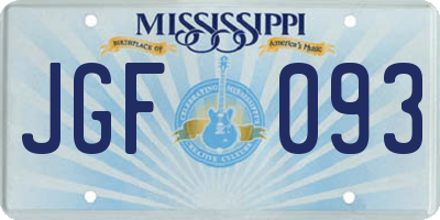 MS license plate JGF093