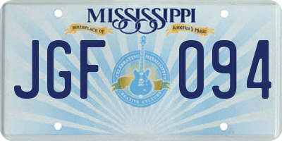 MS license plate JGF094