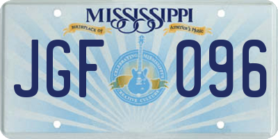 MS license plate JGF096