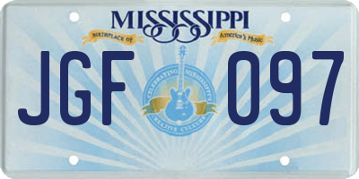 MS license plate JGF097