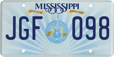 MS license plate JGF098