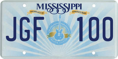 MS license plate JGF100