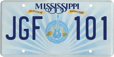 MS license plate JGF101