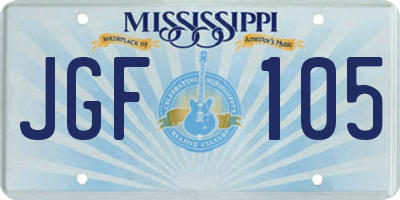 MS license plate JGF105