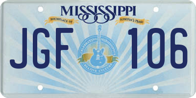 MS license plate JGF106