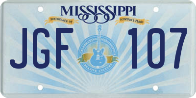 MS license plate JGF107