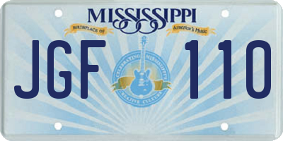 MS license plate JGF110