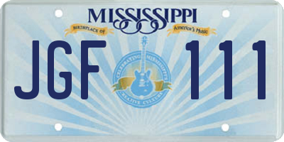 MS license plate JGF111