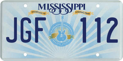 MS license plate JGF112