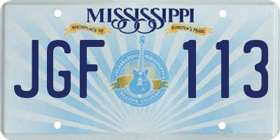 MS license plate JGF113
