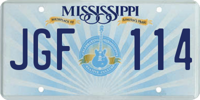 MS license plate JGF114