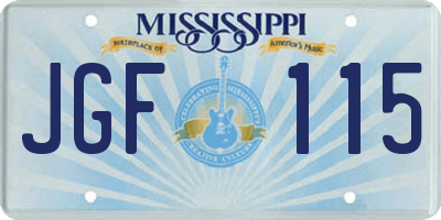 MS license plate JGF115