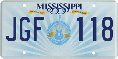 MS license plate JGF118