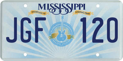 MS license plate JGF120