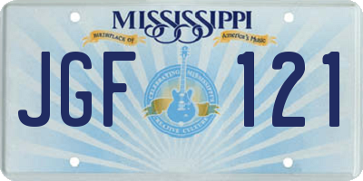 MS license plate JGF121