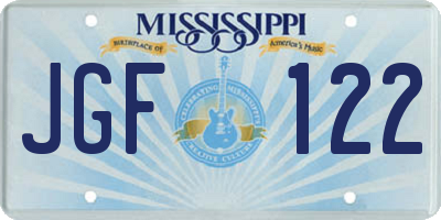 MS license plate JGF122