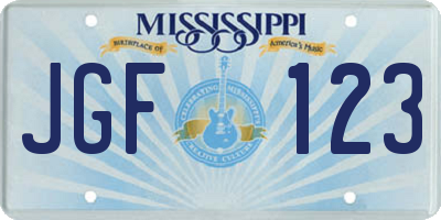 MS license plate JGF123
