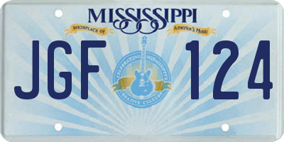 MS license plate JGF124