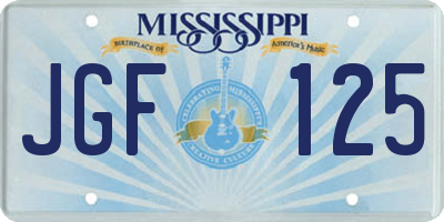 MS license plate JGF125