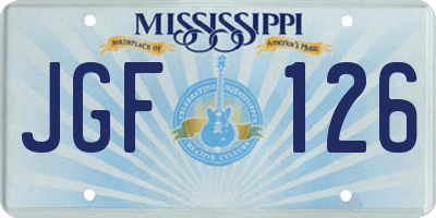 MS license plate JGF126