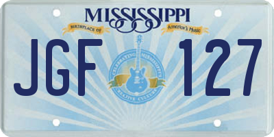 MS license plate JGF127
