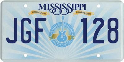 MS license plate JGF128