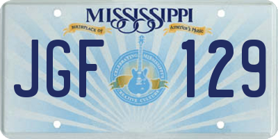 MS license plate JGF129