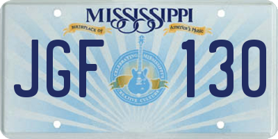 MS license plate JGF130