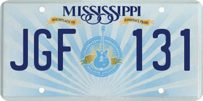 MS license plate JGF131