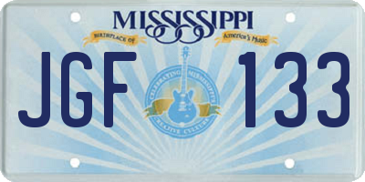 MS license plate JGF133