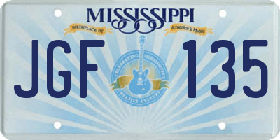 MS license plate JGF135