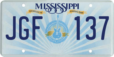 MS license plate JGF137