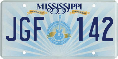 MS license plate JGF142