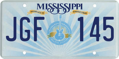 MS license plate JGF145