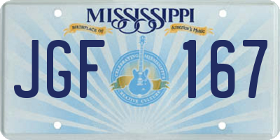 MS license plate JGF167