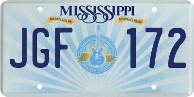 MS license plate JGF172